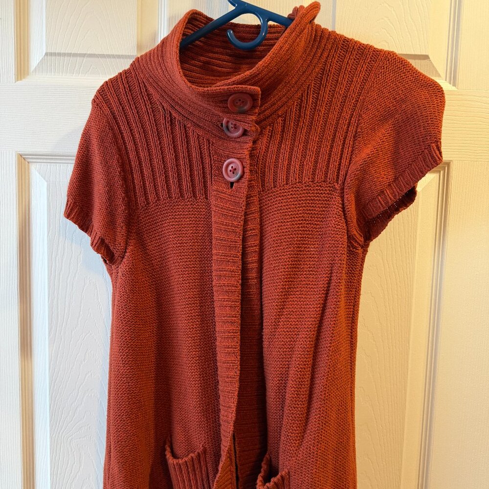 Apt 9 Short Sleeve Knit Cardigan - Burn Orange - Size L